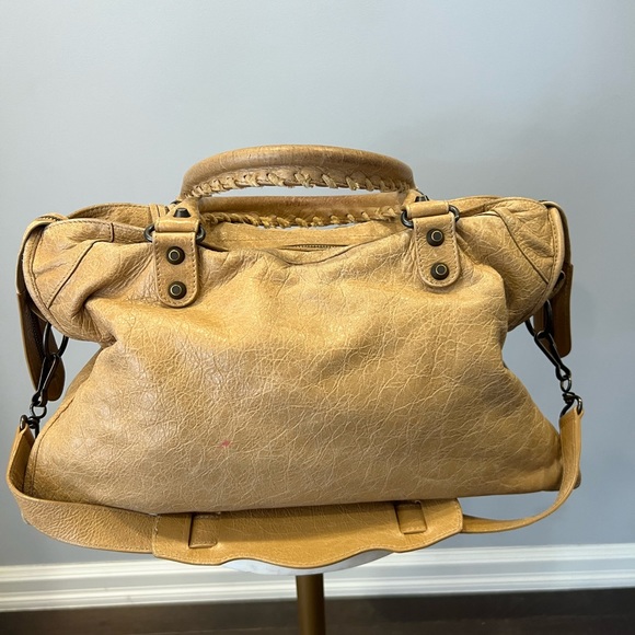 Balenciaga Motocross Giant 12 Part Time Bag Top Handle Light-Brown Beige Leather - Picture 3 of 13